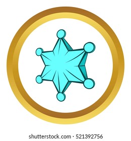 Star vector icon in golden circle, cartoon style isolated on white background