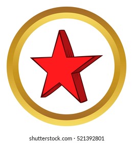 Star vector icon in golden circle, cartoon style isolated on white background