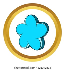 Star vector icon in golden circle, cartoon style isolated on white background
