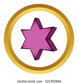 Star vector icon in golden circle, cartoon style isolated on white background