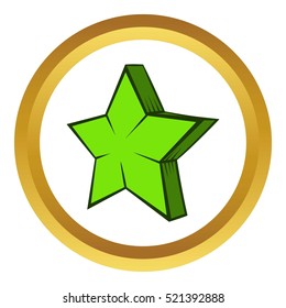 Star vector icon in golden circle, cartoon style isolated on white background