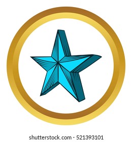 Star vector icon in golden circle, cartoon style isolated on white background