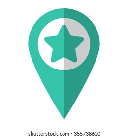 Star - vector icon;  green map pointer