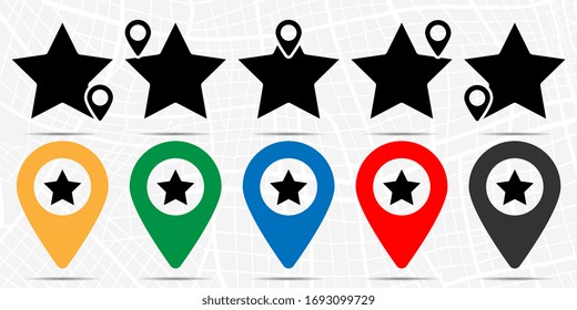 Star vector icon in location set. Simple glyph, flat illustration element of web, minimalistic theme icons