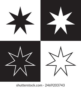Star vector icon.  Outline Filled Vector Sign . . isolated transparent . arrows . data exchange . digitization . technology . black and white outline and filled version . EPS 10 .