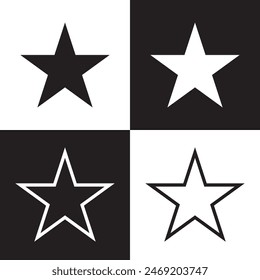 Star vector icon.  Outline Filled Vector Sign . . isolated transparent . arrows . data exchange . digitization . technology . black and white outline and filled version . EPS 10 .