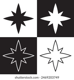 Star vector icon.  Outline Filled Vector Sign . . isolated transparent . arrows . data exchange . digitization . technology . black and white outline and filled version . EPS 10 .