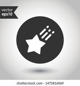 Star vector icon. Shooting star vector icon. Falling star vector sign. Round icon design