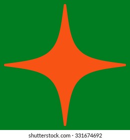 Star vector icon. Style is flat orange symbol, rounded angles, green background.