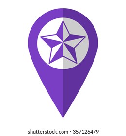 Star - vector icon;  violet map pointer