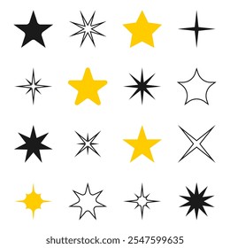 Star Vector Icons. 16 simple, Stars Vector Icons. The Stars vary in shape and size, and have a more detailed design. Stars Vector. Star Spark