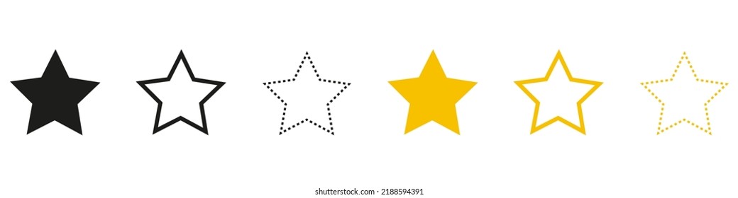 Star vector icons. Star vector black and yellow color icon, isolated. Vector illustration
