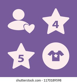 star vector icons set. with hotel five stars, hotel four stars, t shirt star and user favorite in set