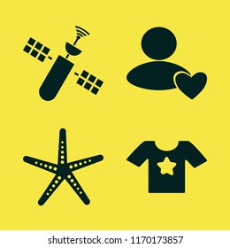 star vector icons set. with satellite, t shirt star, user favorite and starfish in set