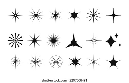 Star vector icons set. Shine symbol illustration. Star light sparkle collection