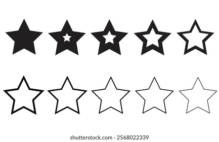 Star vector icons. Set of star symbols isolated. Rating star signs collection