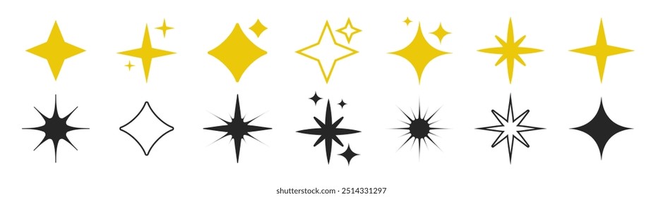 Star vector icons. Shiny twinkle stars. Modern simple stars. Vector illustration.