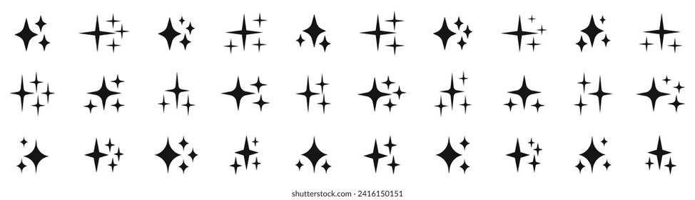 Star vector icons. Sparkle shape icons. Collection of star sparkles symbol. 