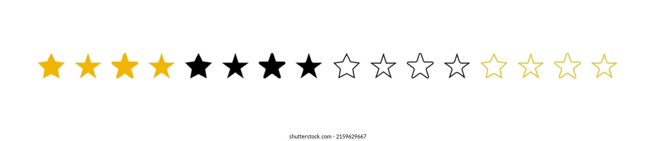Star vector icons. Stars collection in different style. Vector illustration