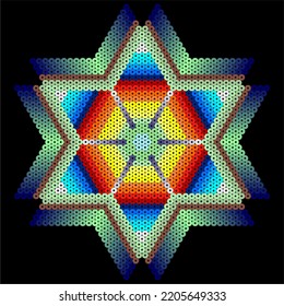 star vector illustration of colorful mexican huichol art style. Can be tiled