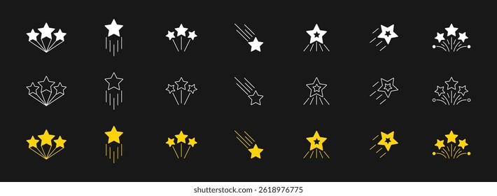 Star Vector Illustration. Star vector illustration featuring a diverse collection of stars and star like shapes, showcases solid, outlined, and dotted stars