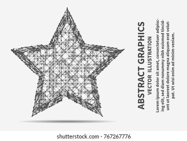 Star, vector illustration for minimalistic design. Network connections with points and lines. Abstract technology background.