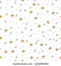 Star vector illustration multicolored abstract childish style seamless pattern for textile and paper