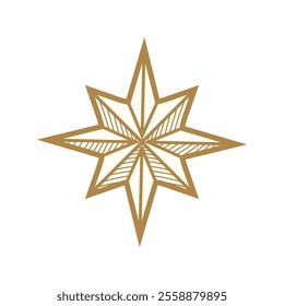 Star Vector Image, Star with eight point Symbol Vector, Star Icon Image, Golden Star Vector Icon.