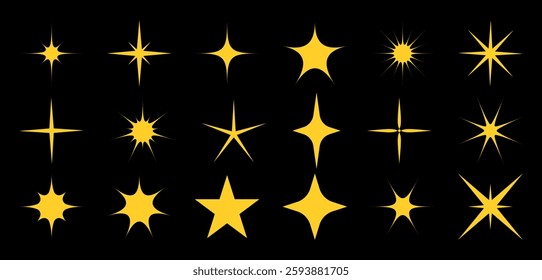 Star vector isolated icon in black background. Stars vector icons. Stars collection. Golden Stars isolated on white background. Vector Star.