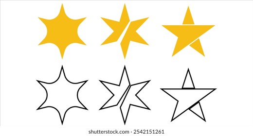 Star vector isolated icon. Stars vector icons. Stars collection. Golden Stars are isolated on a white background. Vector Star.