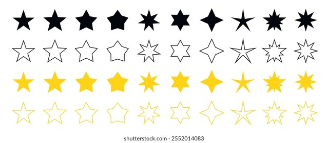 Star vector isolated icon. Stars vector icons. Stars collection. Golden Stars isolated on white background. Vector Star
