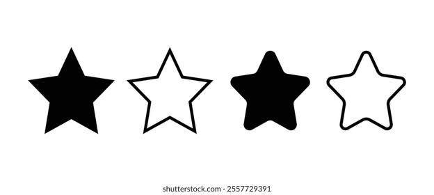 Star vector isolated icon. Stars vector icons. Stars collection. Black Stars isolated on white background. Vector Star