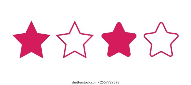 Star vector isolated icon. Stars vector icons. Stars collection. Pink Stars isolated on white background. Vector Star