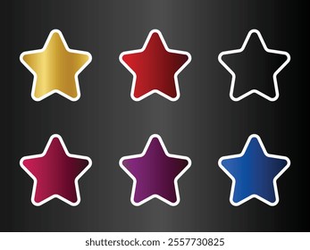 Star vector isolated icon. Stars vector icons. Stars collection. Colorful Stars on white border isolated in black background. Vector illustration
