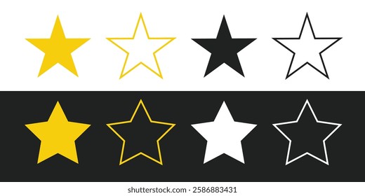 Star vector isolated icon. Stars vector icons. Stars collection. Golden Stars isolated on black and white background. Vector Star
