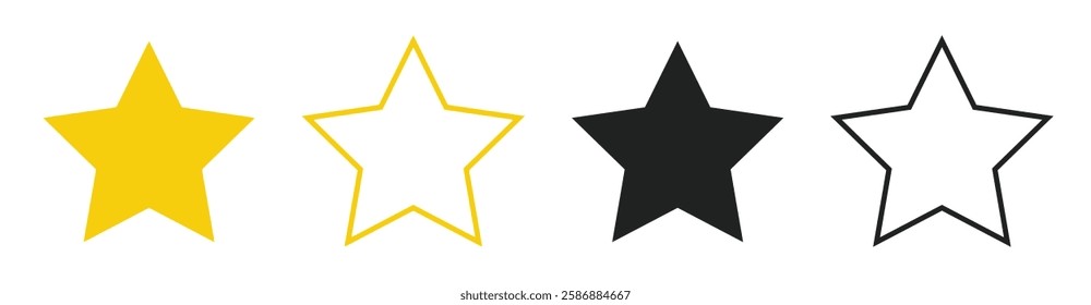 Star vector isolated icon. Stars vector icons. Stars collection. Golden Stars isolated on black and white background. Vector Star
