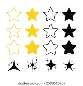 Star vector isolated icon. Stars vector icons. Stars collection. Golden Stars isolated on white