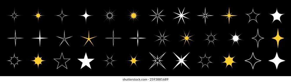 Star vector isolated icon in white background. Stars vector icons. Stars collection. Black and gold Stars isolated on white background. Vector Star.