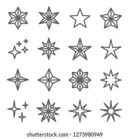 Star Vector Line Icon Set. Contains such Icons as Decoration, Badge, Wink and more. Expanded Stroke