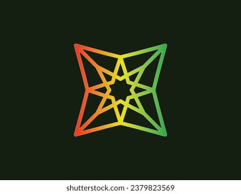 diseño del logotipo del vector estrella a partir de líneas geométricas, ornamento 3D lujoso y elegante