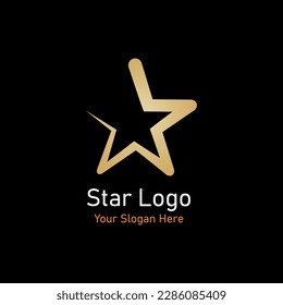 Logo del vector estrella. Estrella con forma de línea única de contorno ampliado. Pasos de ilustración del vector. 10