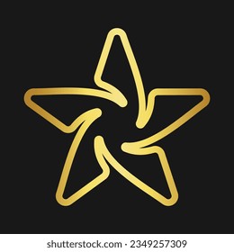 Star Vector Ornament Art, Icons, and Graphics Editable Gold Color With Black Background Retro Vintage Clasic Vector image