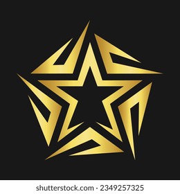 Star Vector Ornament Art, Icons, and Graphics Editable Gold Color With Black Background Retro Vintage Clasic Vector image