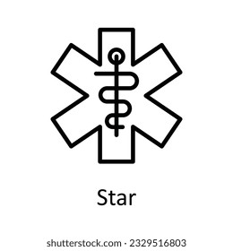 Star Vector  outline Icon Design illustration. Medical and Health Symbol on White background EPS 10 File