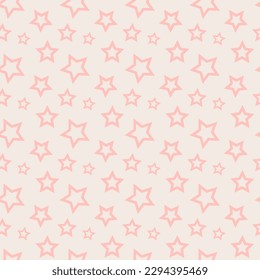 Star Vector Pattern.Sky.Pale Pink Warm Colors.Seamless.Astrology.Month.Moon.Background.Line.Web Design.Social Media.Print for Textile.Logo.Element for Design.Isolated.Space.Air.High.EPS 10.