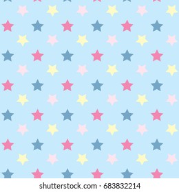 Star Vector Seamless Pattern. Backdrop for Boys Girls textiles wrapping paper. Banner, Greeting Card, Christmas and New Year card, Postcard, Packaging, Textile Print