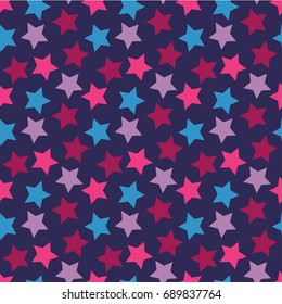 Star Vector Seamless Pattern. Backdrop for Boys Girls textiles wrapping paper. Banner, Greeting Card, Christmas and New Year card, Postcard, Packaging, Textile Print