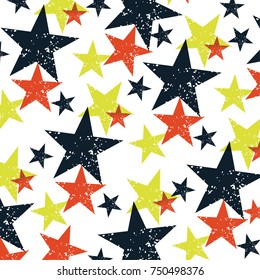 Star Vector Seamless Pattern. Backdrop for Boys Girls textiles wrapping paper. Banner, Greeting Card, Christmas and New Year card, Postcard, Packaging, Textile Print