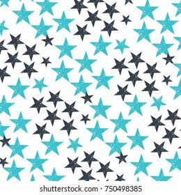 Star Vector Seamless Pattern. Backdrop for Boys Girls textiles wrapping paper. Banner, Greeting Card, Christmas and New Year card, Postcard, Packaging, Textile Print