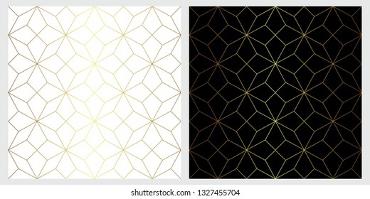 Star vector seamless pattern with geometric golden line